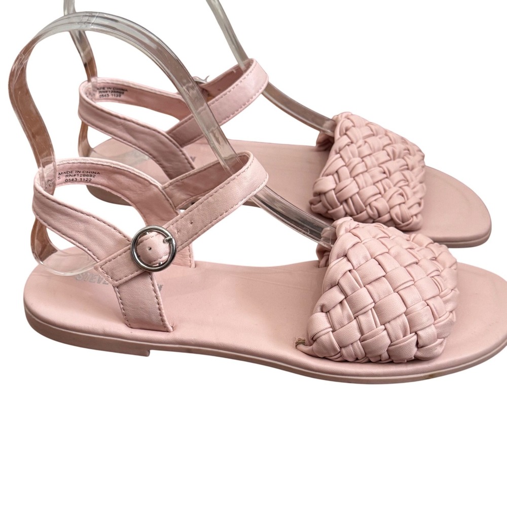 Steve Madden Sandals Kids Size 4 Braided Woven Ankle Strap Flat Summer Pink Boho